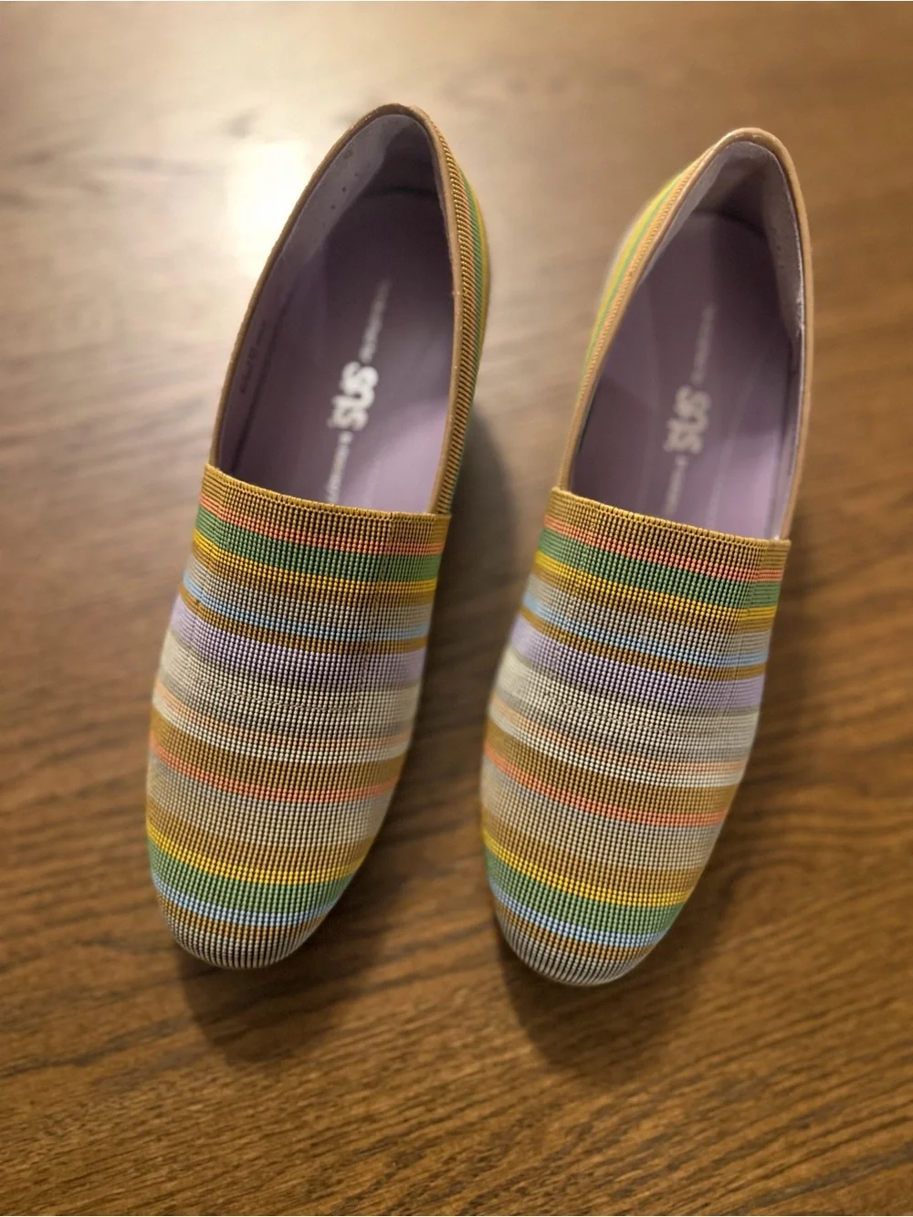 SAS Becky Wedge Slip-On - Tan Multicolor Striped Espadrille Made in Italy